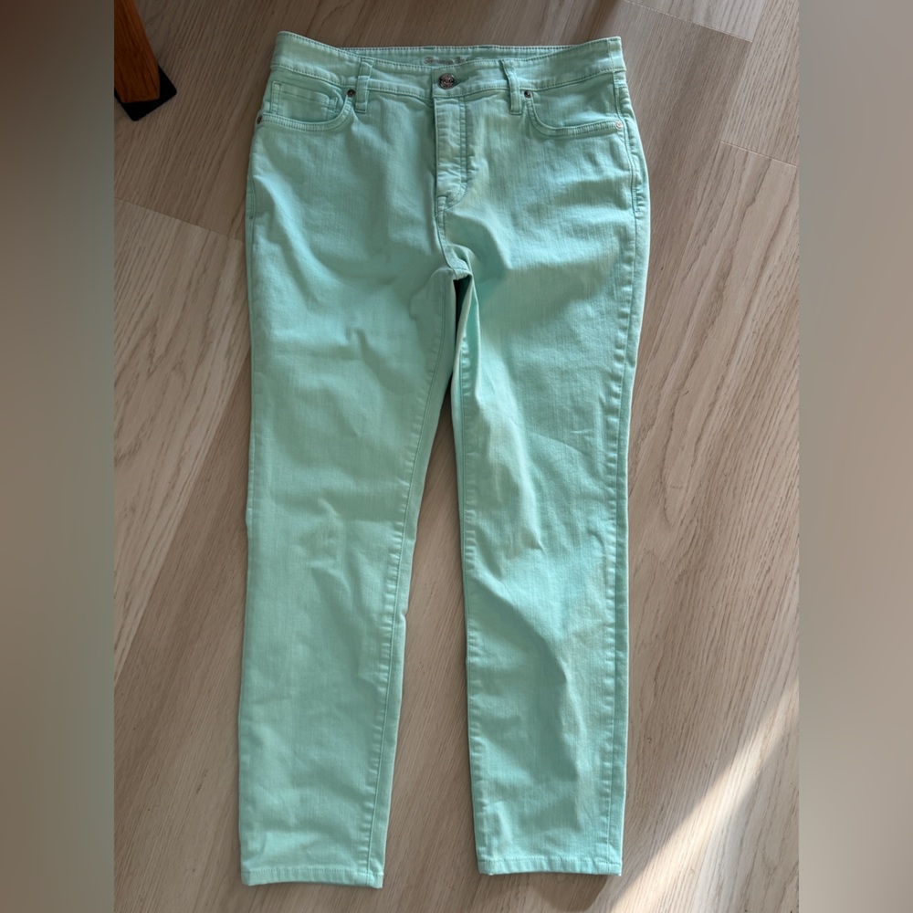 Tommy Bahama High Rise Ella Twill Ankle Denim Jeans DUSTY TEAL MINT GREEN 10 28"